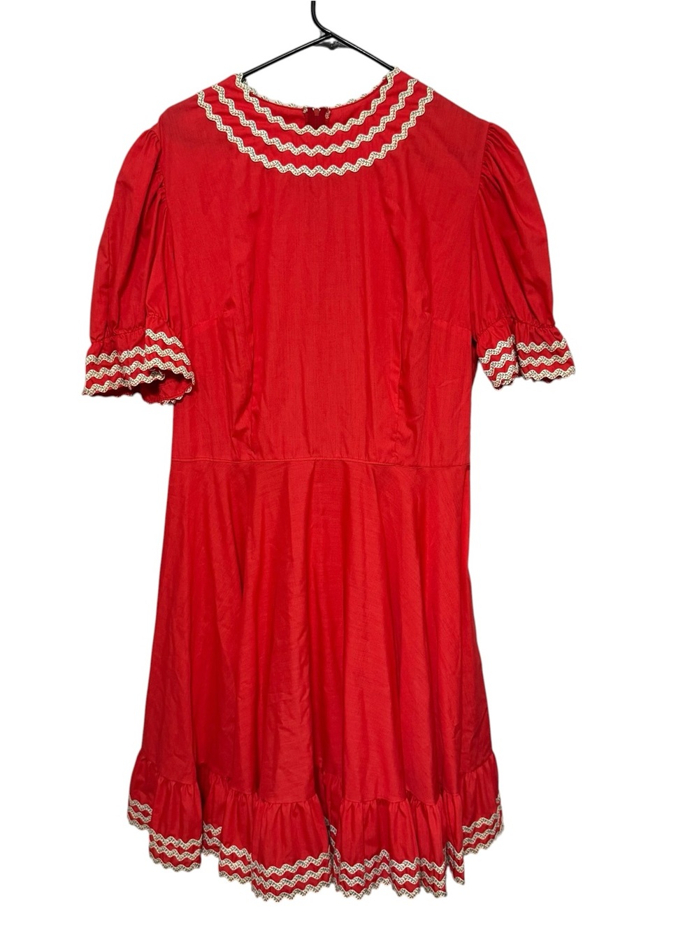 Kate Schorer Originals Red Womens Dress with Ricrack Trim